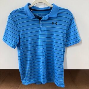 Under Armour boys Polo in Blue and Green Stripes | L
